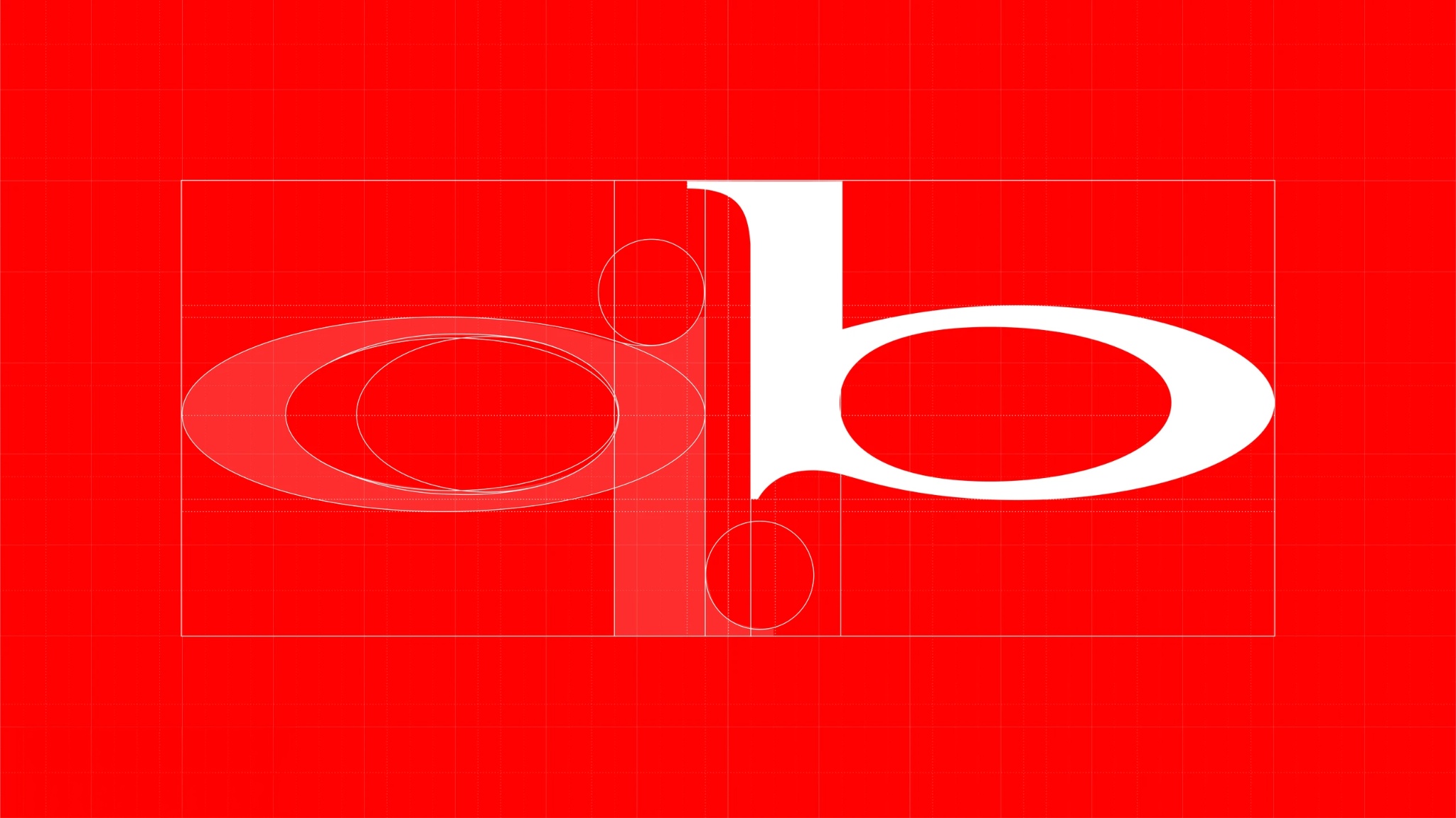 Quickblade Paddles monogram with geometric construction lines on a red background.